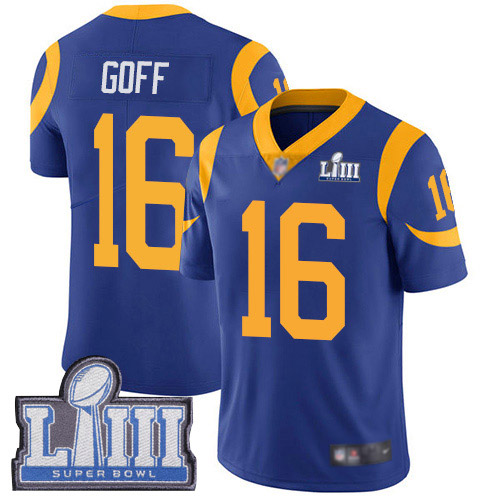 Los Angeles Rams Limited Royal Blue Men Jared Goff Alternate Jersey NFL Football 16 Super Bowl LIII Bound Vapor Untouchable